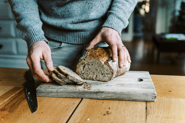 Woman chopping board at home. baker's hands — Stock Photo