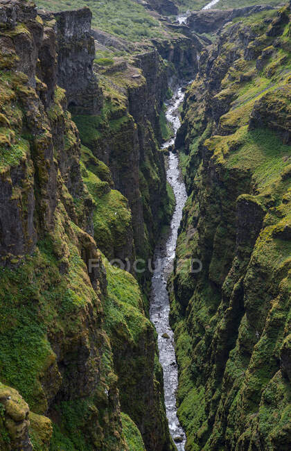 The canyon of the river Glymur in the west of Iceland — Stock Photo