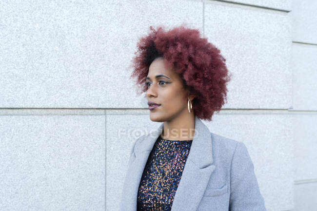 Portrait of beautiful woman with afro hair — Stock Photo