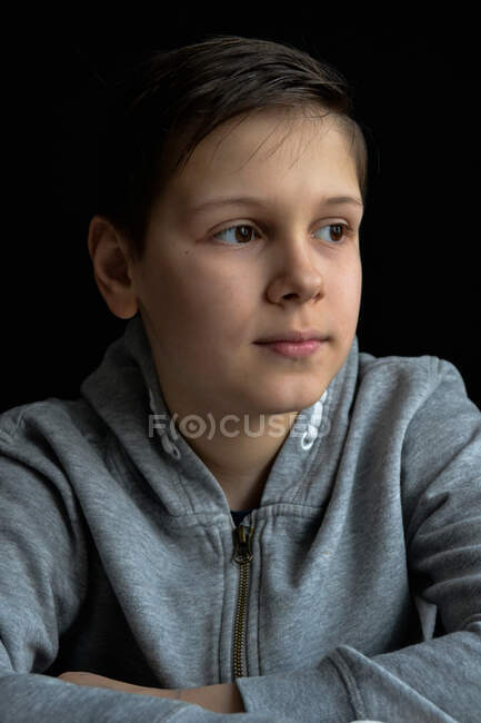 Cute little  boy, lportrait on black background — Stock Photo