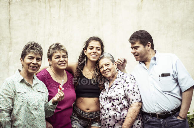 Generations of happy Mexican family in summer — Stock Photo