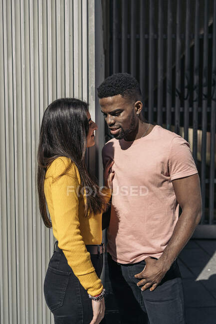 Fashionable Couple Standing Side By Side — Stock Photo
