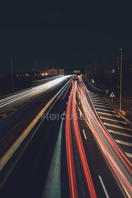 Night speed highway in Alicante city — Stock Photo