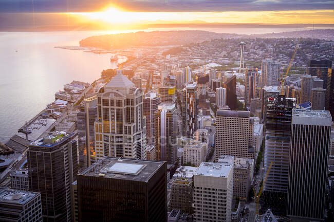 Vista del centro de Seattle Washington, Estados Unidos - foto de stock
