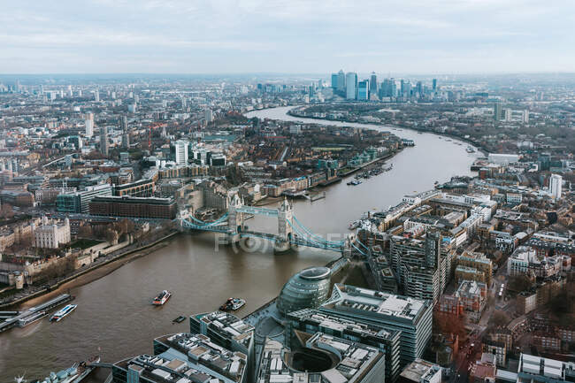 Londra, uk-circa settembre 2019: veduta aerea della città di amsterdam dal Tamigi — Foto stock