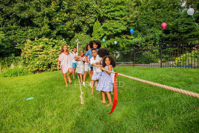 Tug a War game with children — Stock Photo