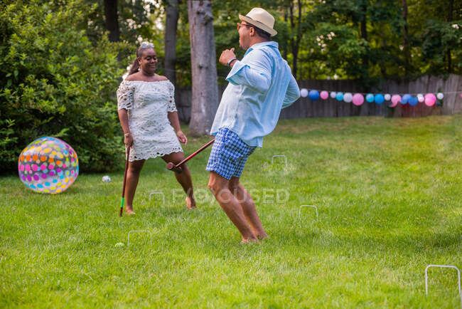 Scoring in a game of croquet — Stock Photo