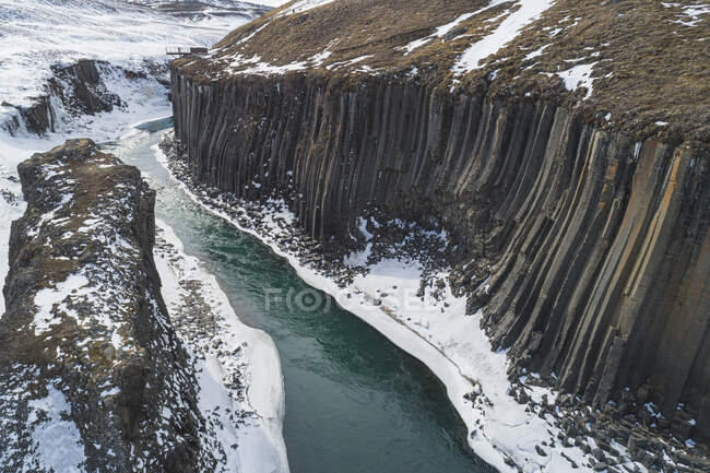 Basalt columns canyon named studlagil in east iceland — Stock Photo