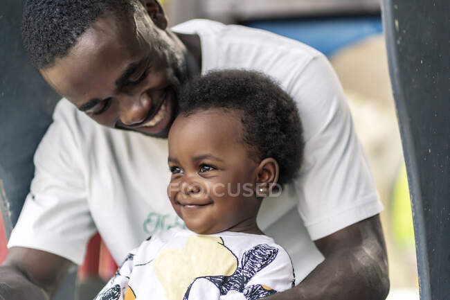 Father hugging his little daughter — Stock Photo
