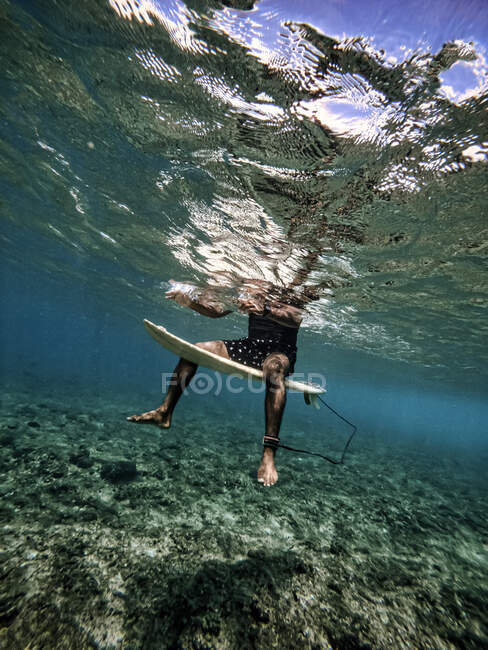 Hermoso tiro de surfista en el mar en el fondo de la naturaleza - foto de stock