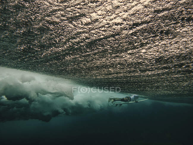 Magnifique coup de surfeur dans la mer sur fond de nature — Photo de stock