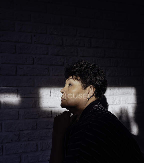 Profile portrait of an attractive elegant senior asian woman relaxing at home. — Stock Photo