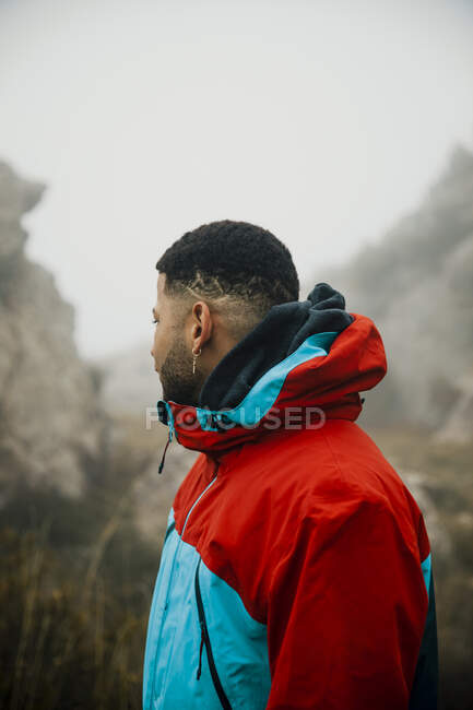 Dominican boy in the outdoors during a cloudy day — Stock Photo
