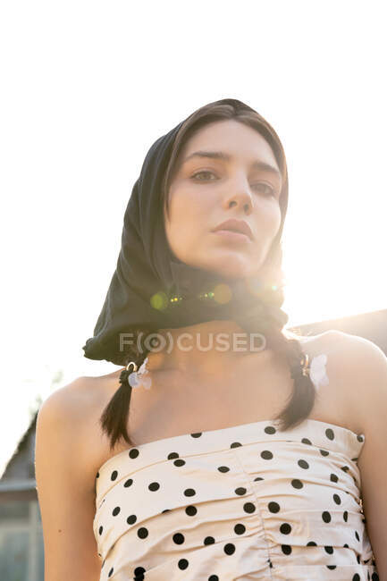 Portrait of a young beautiful woman with long hair — Stock Photo