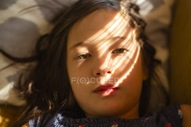 Portrait of a beautiful girl with a red eyes — Stock Photo