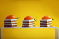 Carrot layer cakes with carrot decoration — Stock Photo