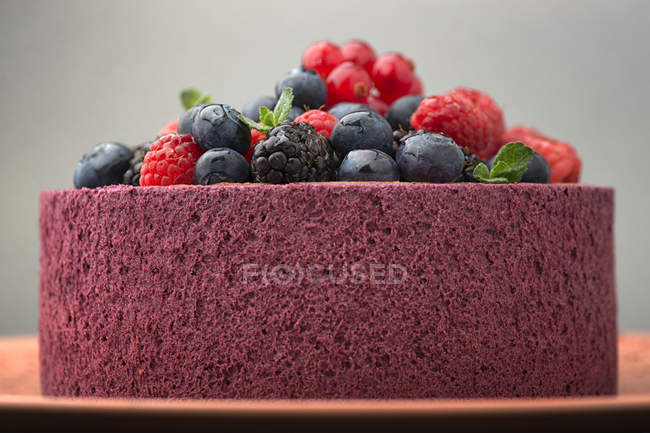 Cake with fresh berries, close-up — Stock Photo