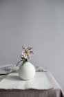 Giglio rosa fiore in vaso sul tavolo — Foto stock