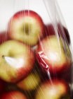 Primer plano de la bolsa de plástico llena de manzanas - foto de stock