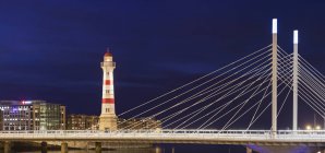 Lighthouse in Malmo city at night — Stock Photo