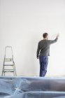 Rear view of man painting wall — Stock Photo