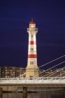 Lighthouse in Malmo city at night — Stock Photo