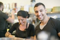 People working in cafe, selective focus — Stock Photo
