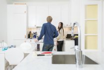 Couple in home kitchen, selective focus — Stock Photo