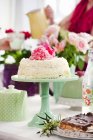 Front view of cake on cake stand — Stock Photo