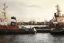 Navi in porto alla darsena commerciale, Amburgo — Foto stock