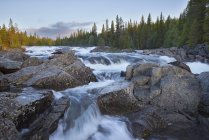 Rocks with flowing water of Hylstrommen waterfall — Stock Photo