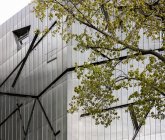 Перегляд єврейський музей фасаду через гілки дерев, Берлін — стокове фото
