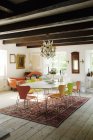 View of dining room in old house, selective focus — Stock Photo