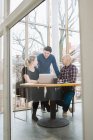 Office workers discussing at office, selective focus — Stock Photo