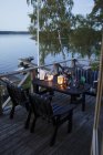 Outdoor furniture on deck, Norra Lagno — Stock Photo
