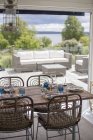Dining room with terrace, selective focus — Stock Photo