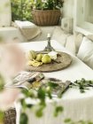 View of table at conservatory, selective focus — Stock Photo