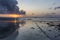 Vista panorâmica da praia ao pôr do sol no Quênia — Fotografia de Stock