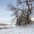 Malerischer Blick auf Haus im Schnee im Winter — Stockfoto