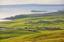 Aerial view of rural houses in Shetland, Scotland — Stock Photo