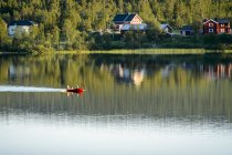 Boat on lake, selective focus — Stock Photo