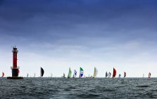 Sailing regatta at ocean, northern europe — Stock Photo