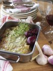Close-up of cannelloni with beetroots, differential focus — Stock Photo