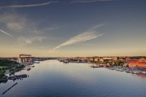 Elevated view of docks area at dusk — Stock Photo