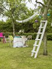 Backyard prepared for midsummer celebrations, northern europe — Stock Photo