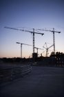 Low angle view of construction site at dusk — Stock Photo