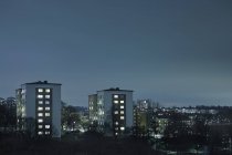 Apartment buildings at night in Stockholm, Sweden — Stock Photo