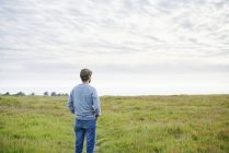 Rear view of mid adult man at field in California, USA — Stock Photo