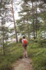 Adolescente em trilha de caminhadas em Lerum, Suécia — Fotografia de Stock