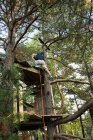 Boy in tree house, selective focus — Stock Photo